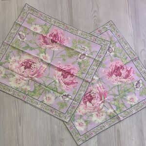 April Cornell Floral Napkins Set in Pink and Green Peony Set Of 2 Replacement